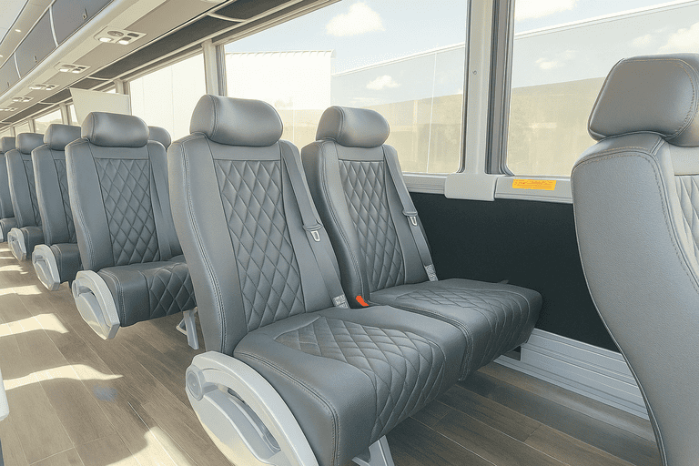 interior of Newton Minibus Company charter bus