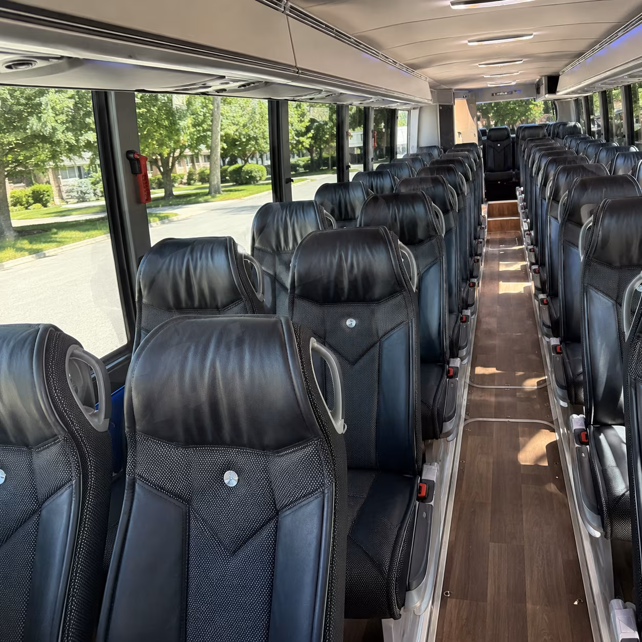 newton 40 passenger charter bus inside